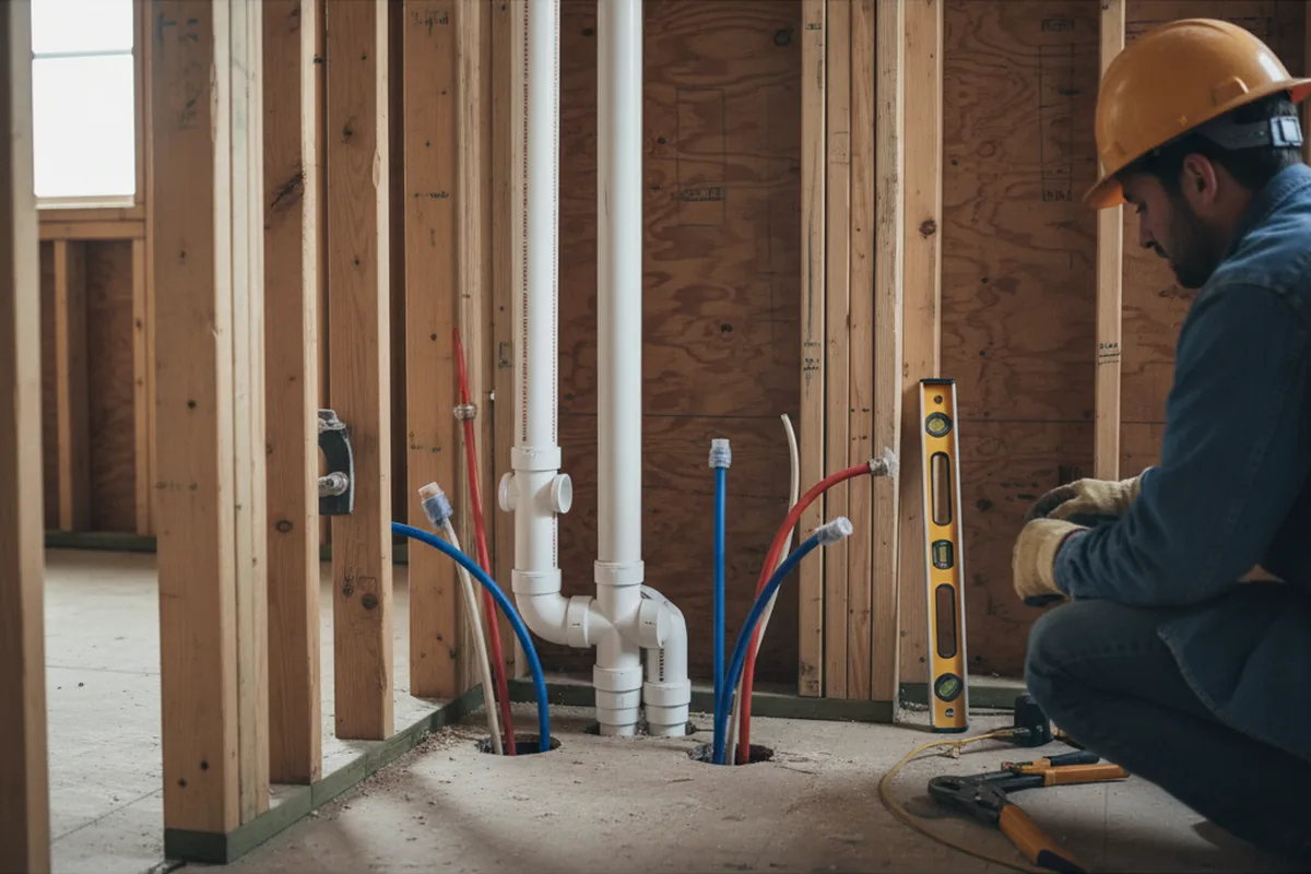Drain and supply rough-in during Sump Pump Repair in Tchula